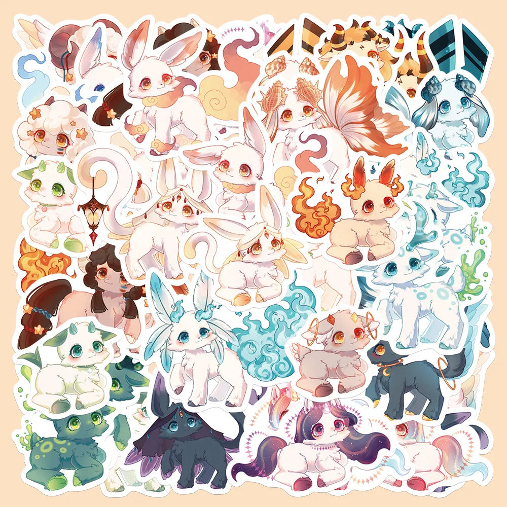 Kawaii Fantasy Creatures Stickers - Cartoon Decals for Laptop, Phone, Fridge, Suitcase, Kids Toy (10/30/40PCS)