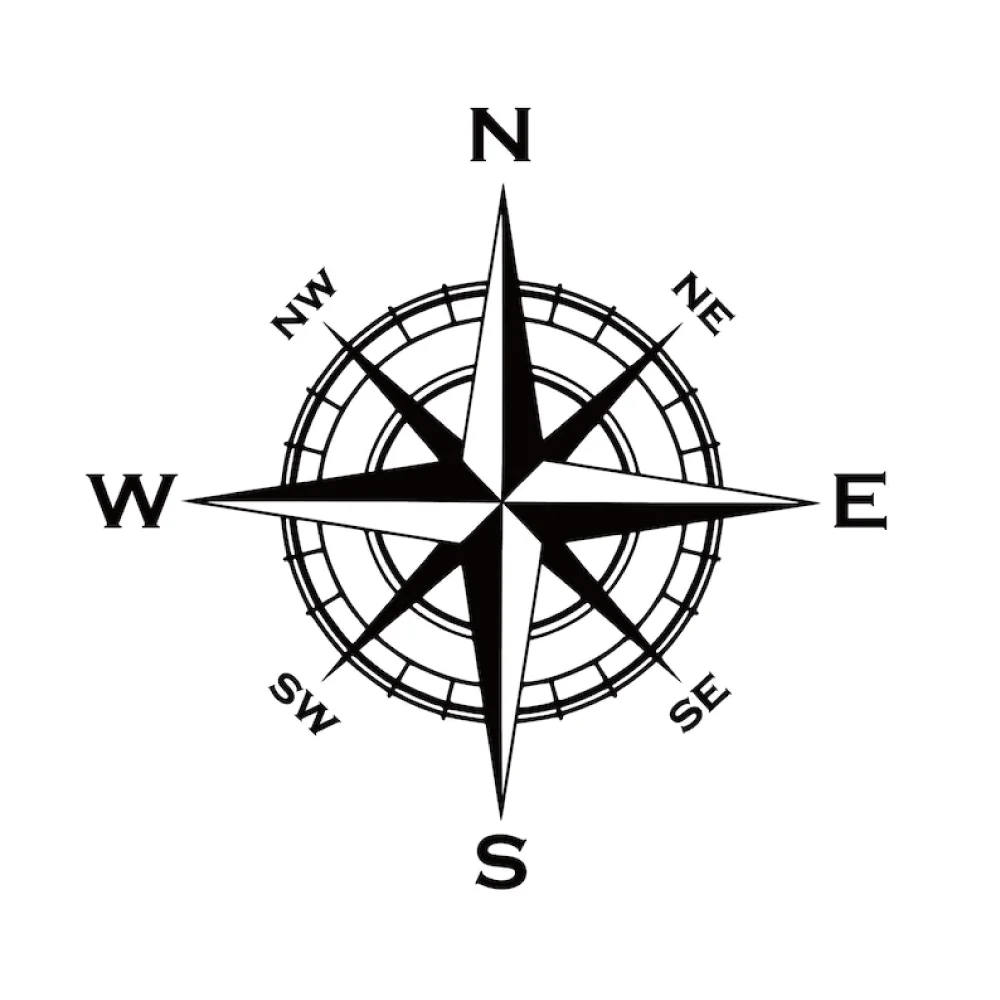 Nautical Compass Reflective Car Laptop Vinyl Decals