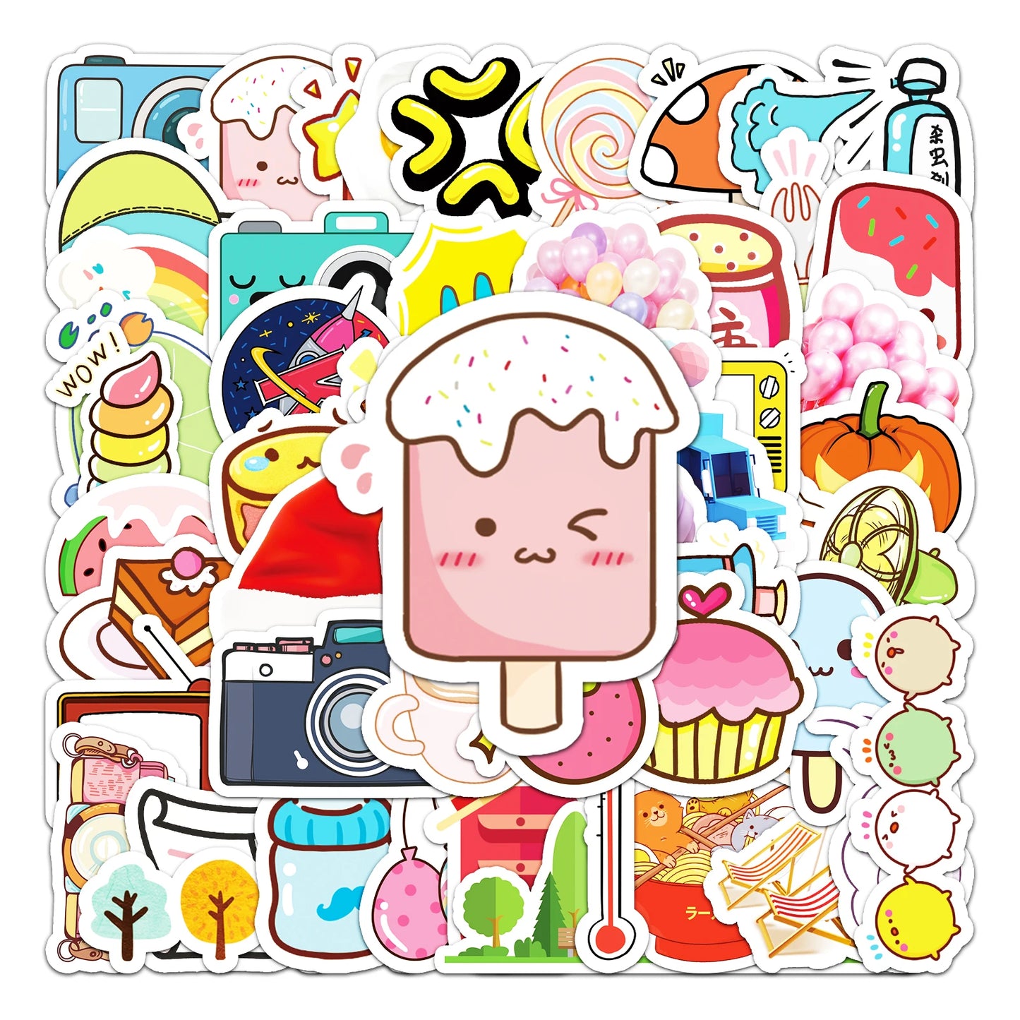 50Pcs Cute Cartoon Waterproof Vinyl Stickers for Skateboard Snowboard