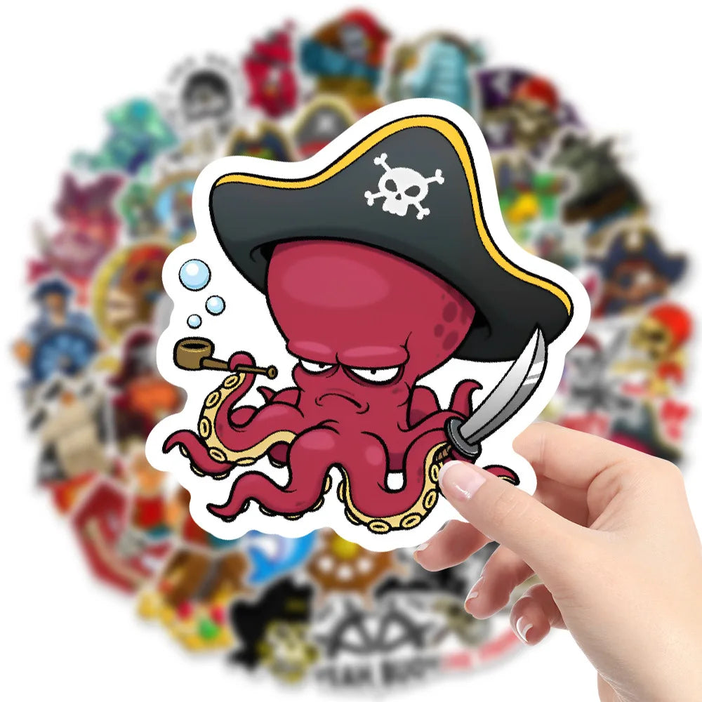 Cartoon Pirate Stickers Set for Kids - DIY Laptop Phone Fridge Car Decals