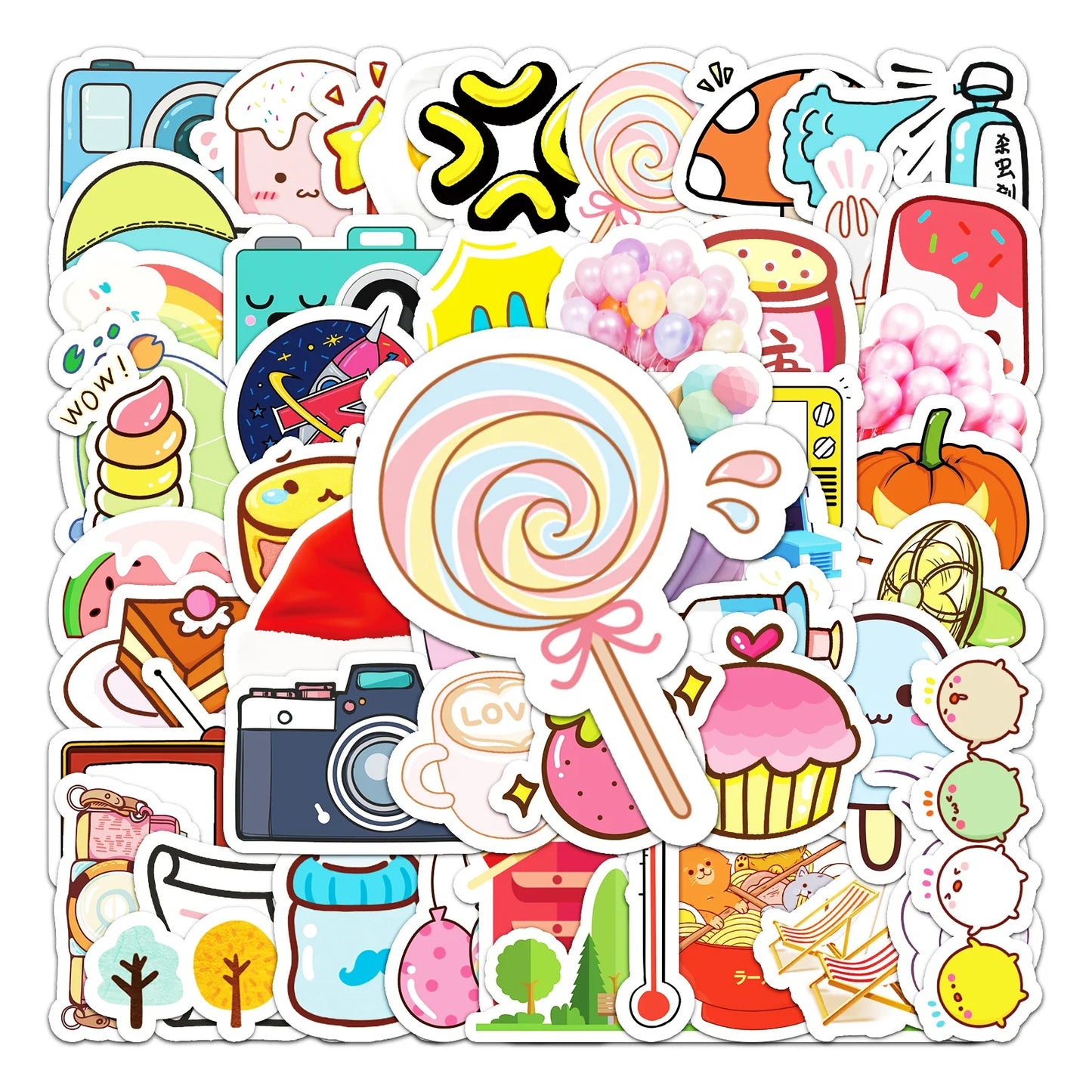 50Pcs Cute Cartoon Waterproof Vinyl Stickers for Skateboard Snowboard