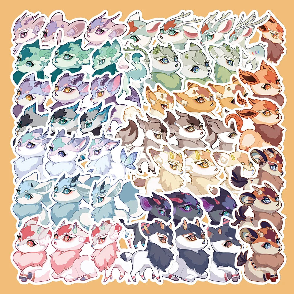 Cute Fantasy Deer Stickers for DIY Notebook Laptop Phone Suitcase Kawaii Kids Gift Decals (10/30/50PCS)