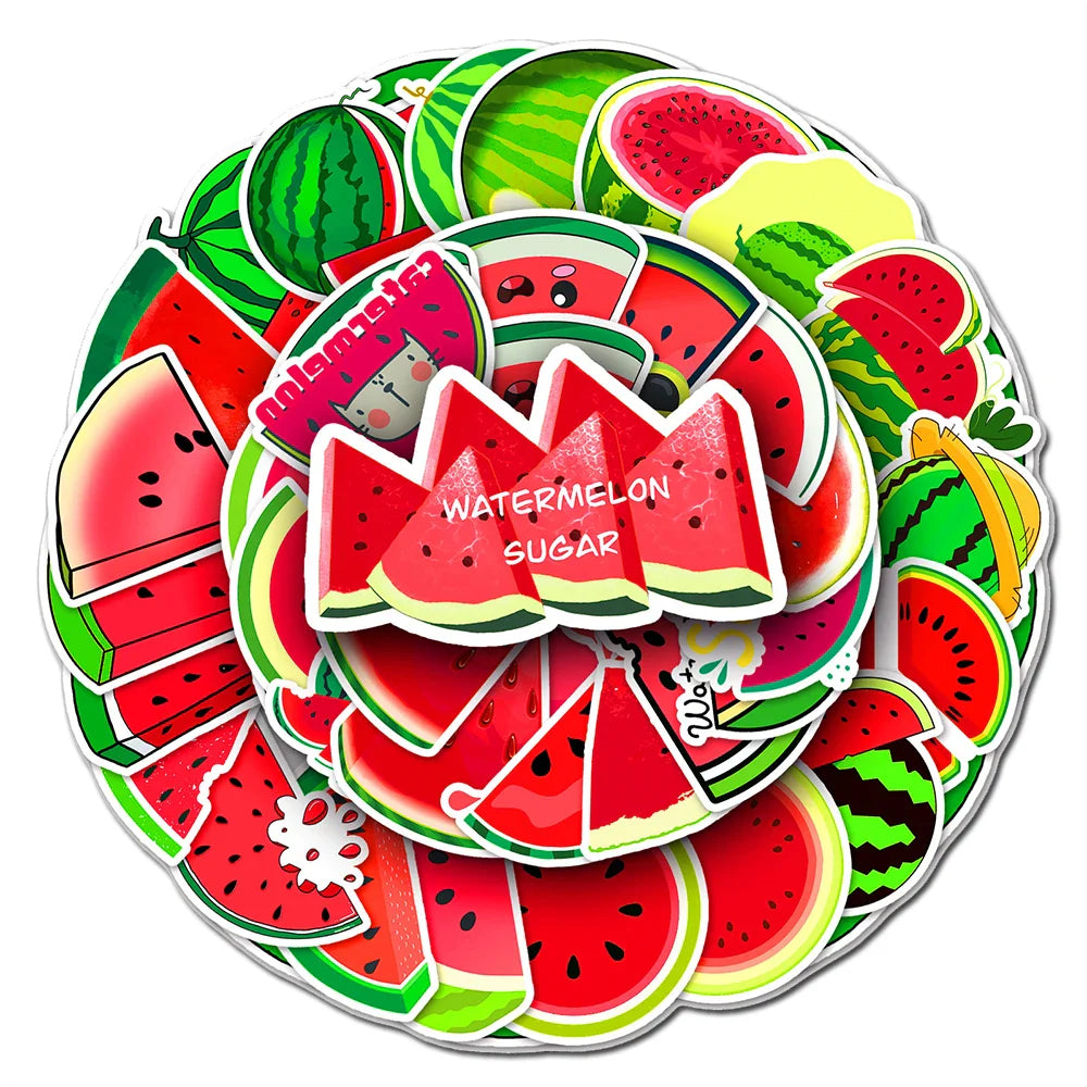 Cartoon Watermelon Stickers Pack for Laptop, Suitcase, Fridge, Phone, Car, Kids Decals