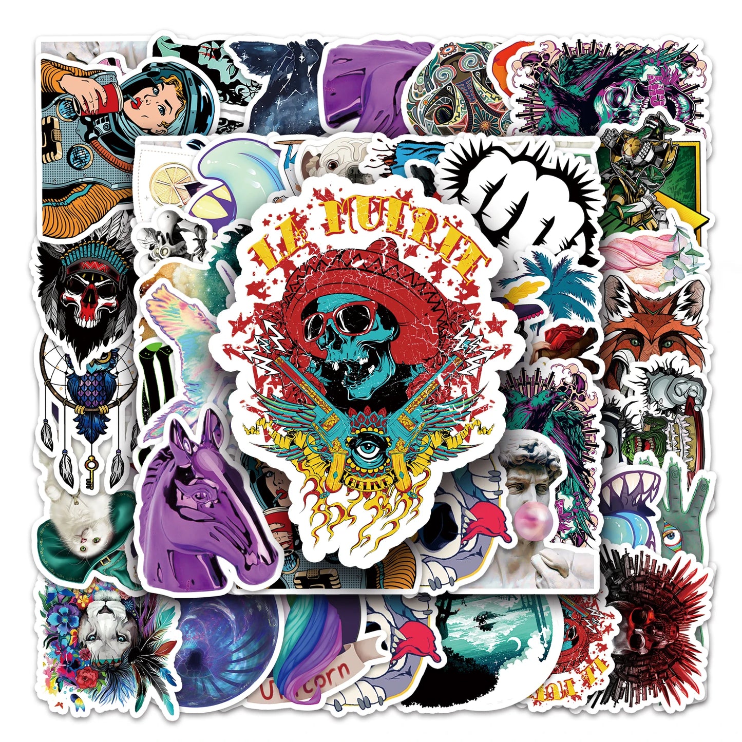 50Pcs Waterproof Cartoon Graffiti Vinyl Stickers for Skateboard Snowboard