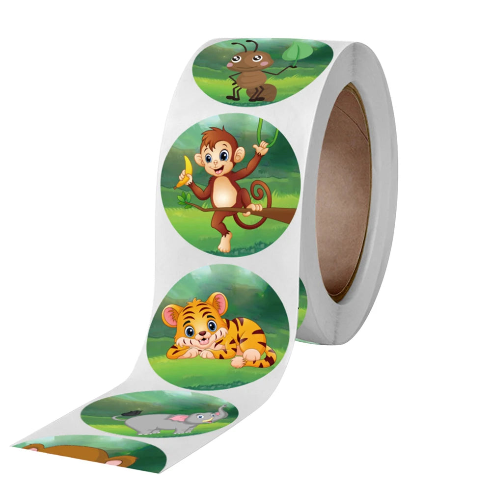 500pcs/roll Zoo Animals Laptop Stickers Reward Motivational Teacher Decals Ocean Life Sticker Toys for Children Kids on Car Book
