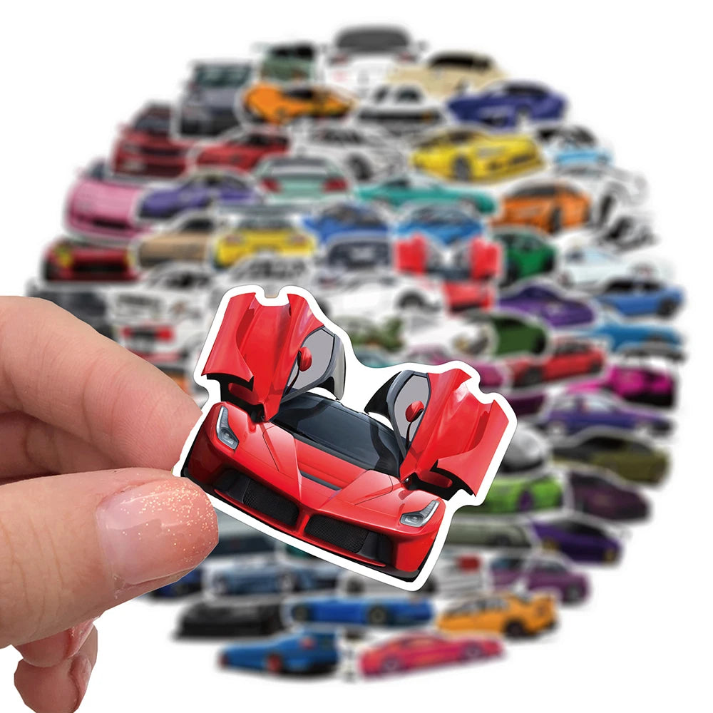 10/50/100PCS Retrofit Racing JDM Stickers Car Motorcycle Laptop Guitar Waterproof Graffiti Cool Sticker Decal Kid Classic Toys