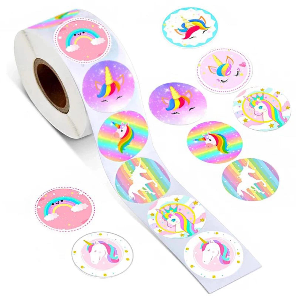 100-500PCS Cute Unicorn Reward Stickers Children Girl Gift Scrapbook Decoration Label 1Inch Handmade DIY Cartoon Toy Stickers