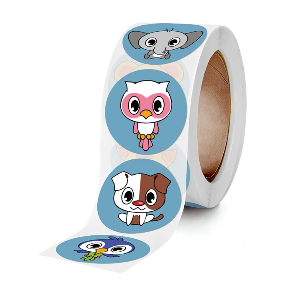 100-500pcs Animal Sticker Reward Sticker for Kids 1 inch Round Cartoon Sealing Labels for Teacher Supplies Encourage Cute Label