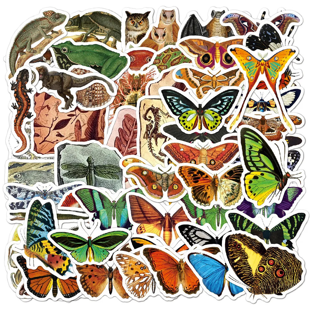 Retro Insect Stickers: Butterfly, Spider, Waterproof Decals for Kids, Laptop, Phone, Luggage, Car - 10/30/50/100pcs