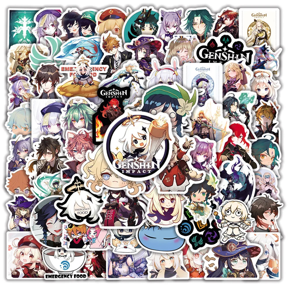 Genshin Impact Anime Stickers Pack - 10/30/50/100 PCS for Car, Bike, Guitar, Phone, Laptop