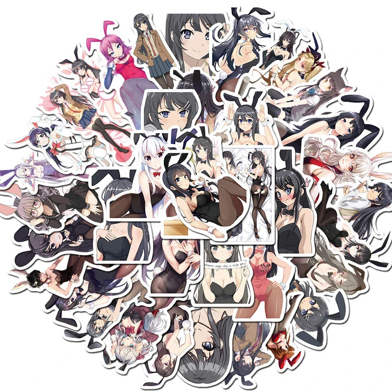 Anime Bunny Girl Stickers 10/30/50pcs Waterproof Decals for Laptop, Skateboard, Car, Phone