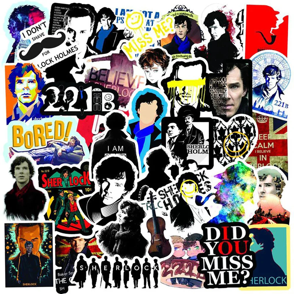 Sherlock Waterproof Stickers 10/30/50PCS for Laptop, Skateboard, Fridge, Motorcycle, Luggage