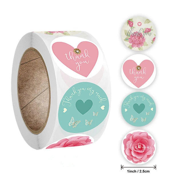 Stickers 500 Pcs/roll New Smile Smiley Face Thank You Round Sticker Label Sticker Logo Stickers Custom