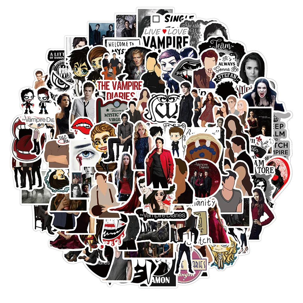 Vampire Diaries Stickers Pack: Laptop, Luggage, Skateboard, Guitar, Phone, Notebook