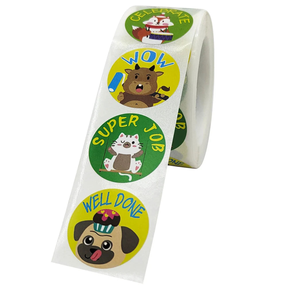 100-500pcs 1inch Reward Stickers Encouragement Sticker for Kids Motivational Stickers with Cute Animals for Students Teachers