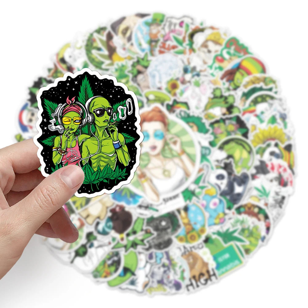 10/30/50/100PCS Funny Leaves Character Smoking Waterproof Stickers Graffiti Decals Motorcycle Laptop Guitar Phone Cool Sticker