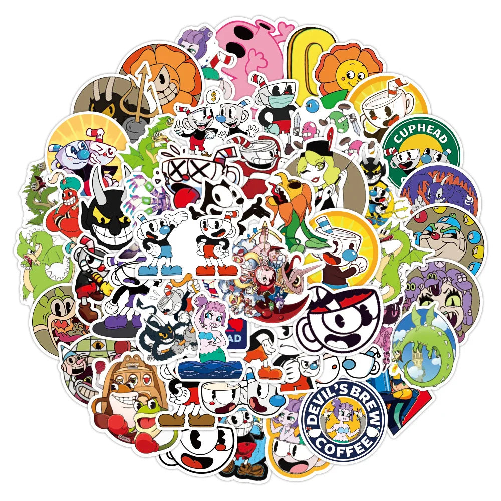 10/30/50pcs Cuphead Show Video Game Sticker Packs