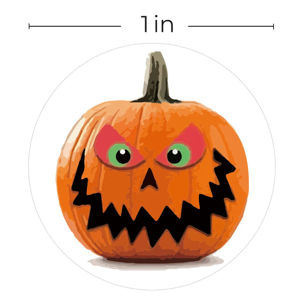 100-500pcsHalloween Pumpkin Ghost Round Handmade Packaging Sealing Label Sticker DIY Halloween Gift Stickers Halloween Decor