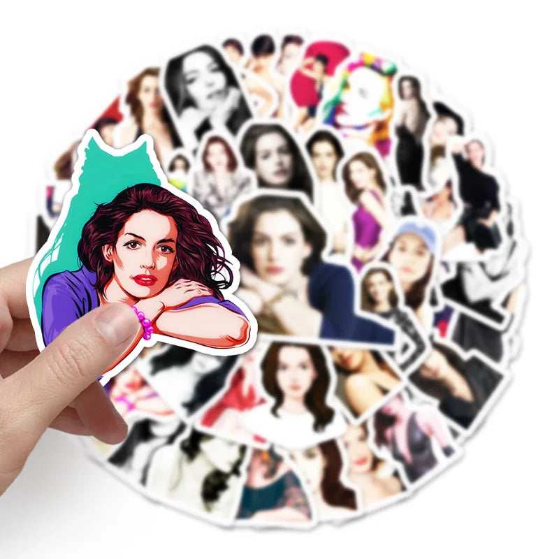 Anne Hathaway Graffiti Stickers 10/30/50pcs - Sexy Idol Fan Art for Wall, Cup, Trolley