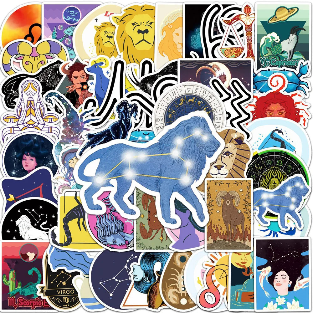 Zodiac Graffiti Stickers 10/30/50pcs Waterproof for Skateboard Laptop Phone Guitar Fridge