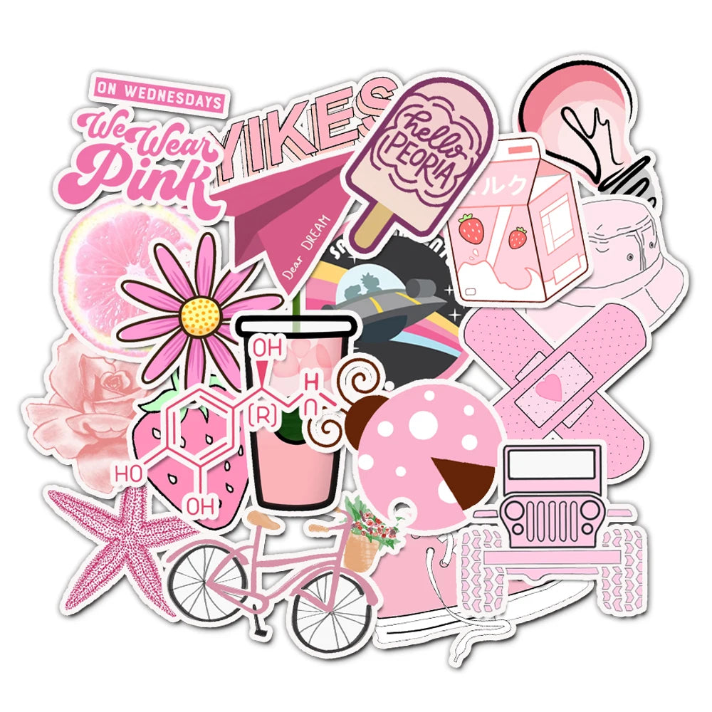 150pcs Pack Blue Pink Vsco Style Stickers For Skateboard Guitar WaterBottle Motorcycle Laptop Waterproof kids Teens Sticker Toy