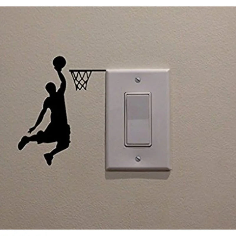 Cartoon Basketball Player Dunk Vinyl Wall Sticker Decor