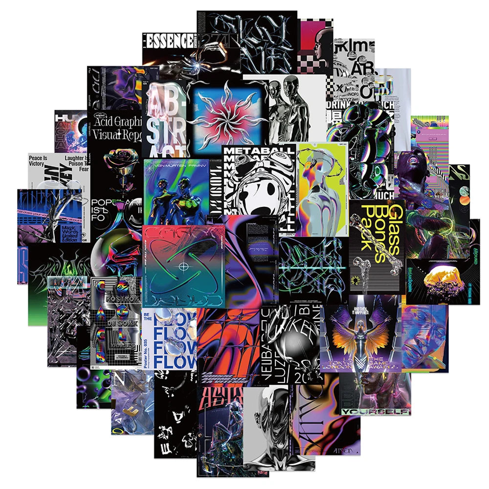 Harajuku Acid Graphic Stickers Decal Set for Skateboard Laptop Guitar Phone Luggage Car Helmet