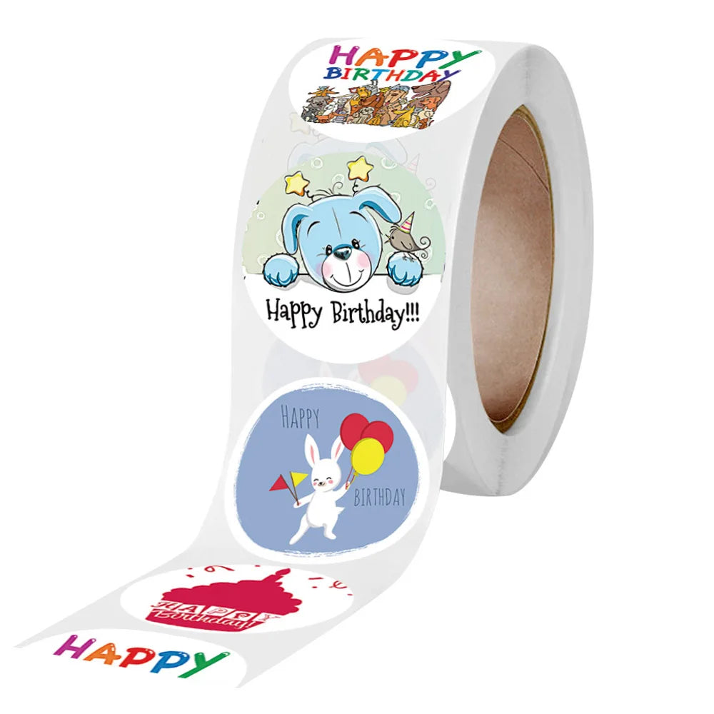 50-500pcs Round Happy Birthday Handmad Sticker Sealing Sticker Vintage DIY Gift Stickersdhesive Christmas Sticker Stationery