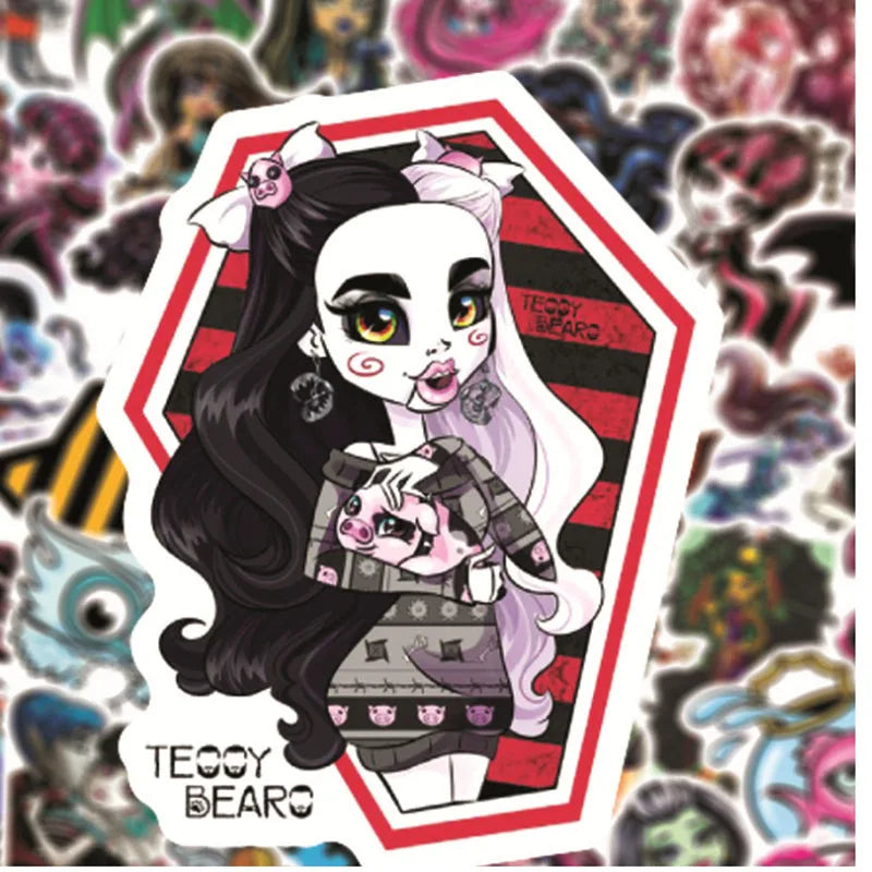 Monster High Stickers Set: Vampire, Mummy, Werewolf for Skateboard, Suitcase, Phone, Laptop