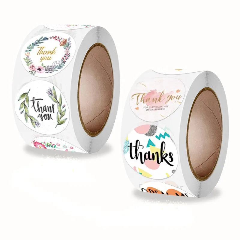 500 Pcs Thank You Stickers Rolls With Flower Sticker Seal For School Classroom Teacher Rewards Children With Gift Stickers