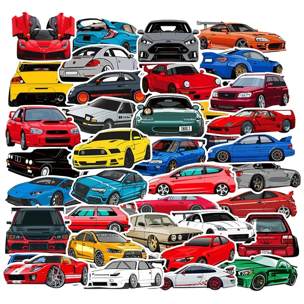 Retrofit Racing Car Graffiti Stickers Motorcycle Skateboard Guitar Waterproof Decals 10/50/100PCS