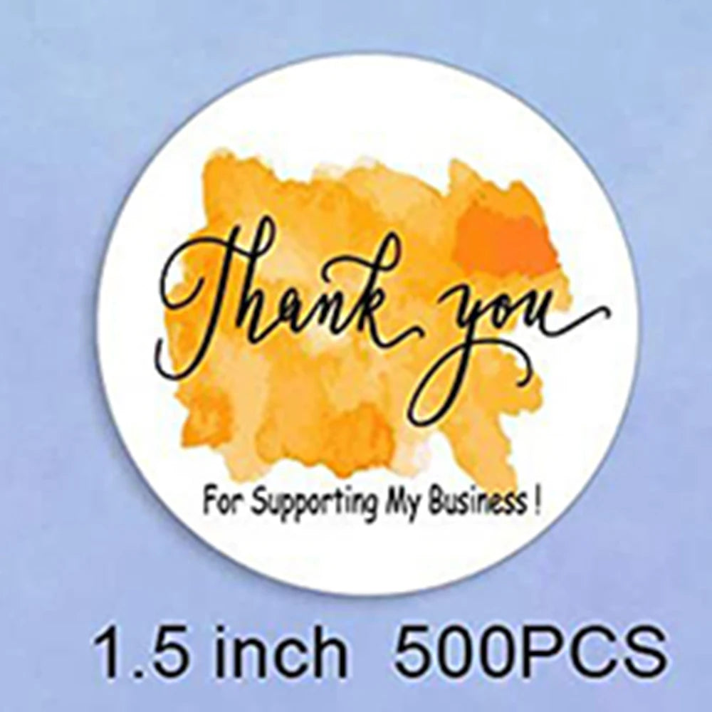 500Pcs/roll THANK YOU Stickers Four Color Business Card Set Customer Business Sealing Sticker Labels Birthday Wedding Gifts Card
