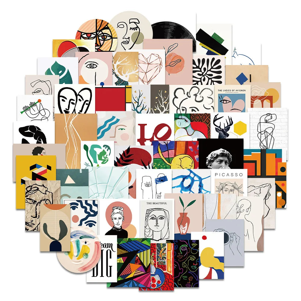 Abstract Art Graffiti Stickers: Aesthetic Line Cartoon Decals for Laptop, Wall, Phone, Guitar, Suitcase, Car, Toy (10/30/65pcs)