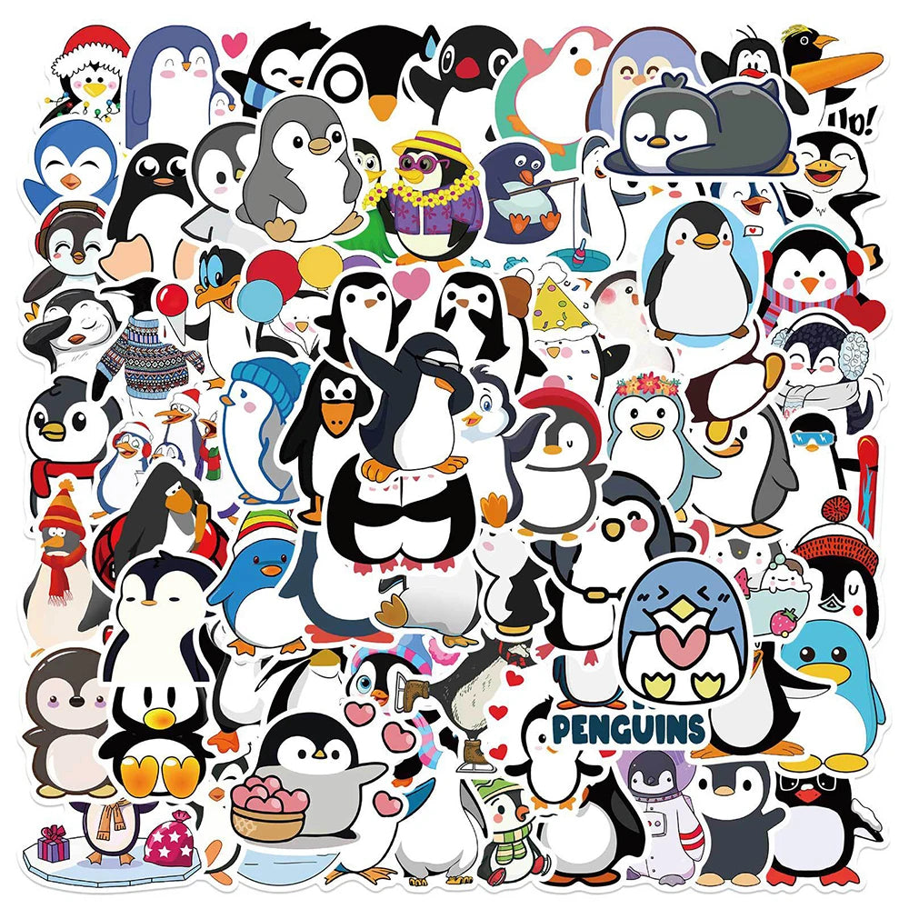 Penguin Animal Stickers for Kids Phone Laptop Luggage Guitar Fridge Scrapbook Decals