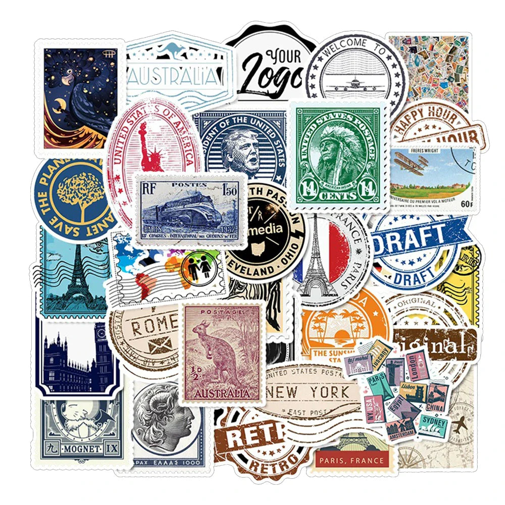 Vintage Landmark Building Stickers - Waterproof Decals for Suitcase, Laptop, Luggage (10/30/50pcs)