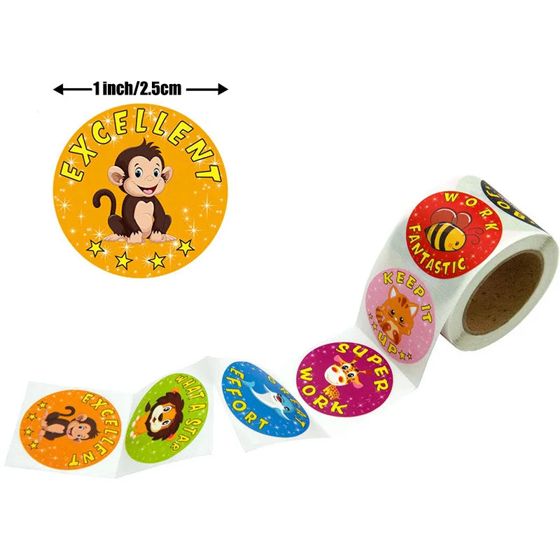 500 Pcs/Pack Cartoon Aniamls Sticker Teacher Reward Stickers School Student Encouragement Words For Kids Toy Sticker