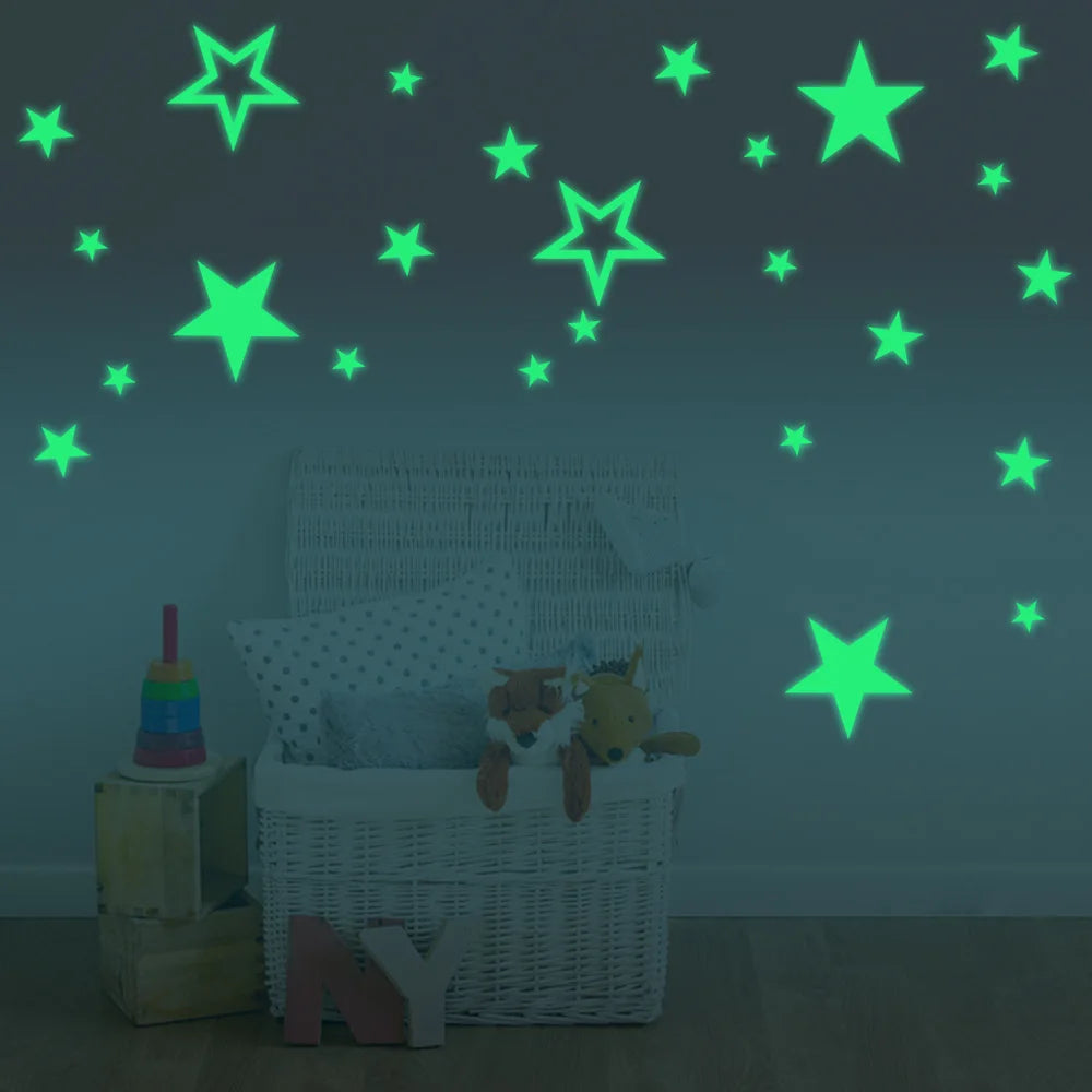 Glow in the Dark Star Wall Stickers for Kids Room Decor