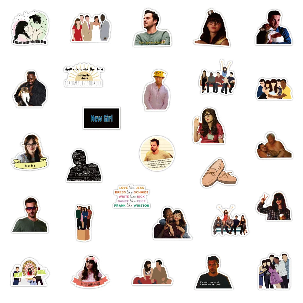 10/30/50PCS TV Show New Girl Sticker Packs