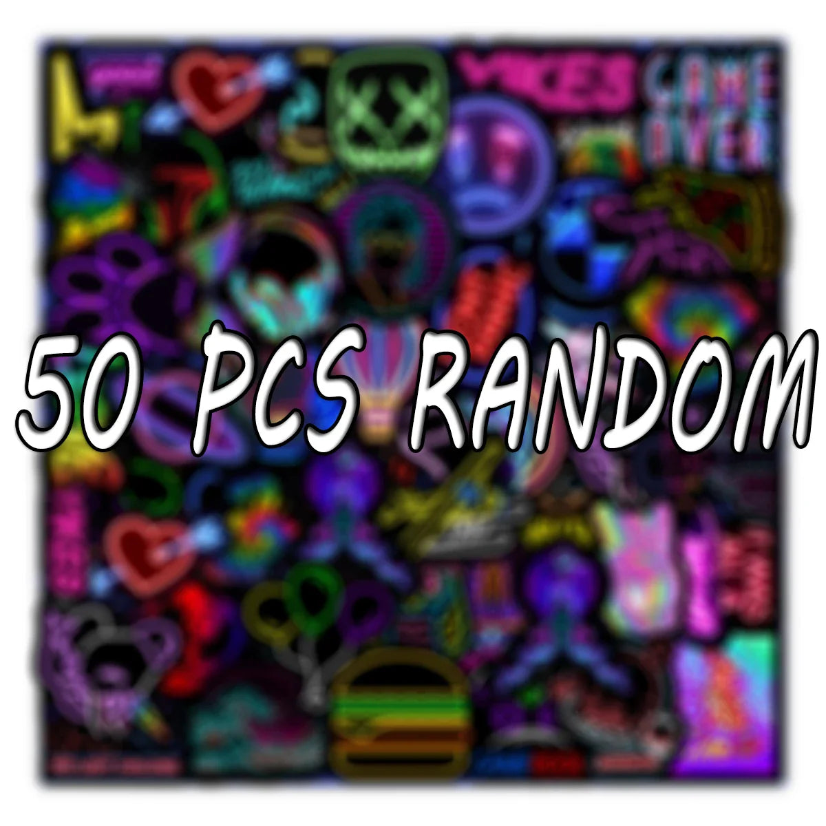 Cartoon Neon Light Graffiti Stickers for Car, Guitar, Motorcycle, Luggage, Suitcase, DIY Toy Decals (10/30/50PCS)