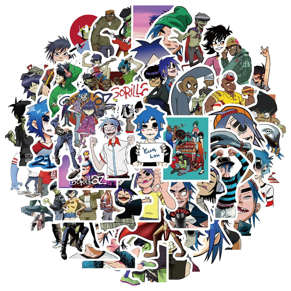 Gorillaz Cartoon Stickers: 10/30/50pcs for Laptop, Phone, Guitar, Car, Kids Toy