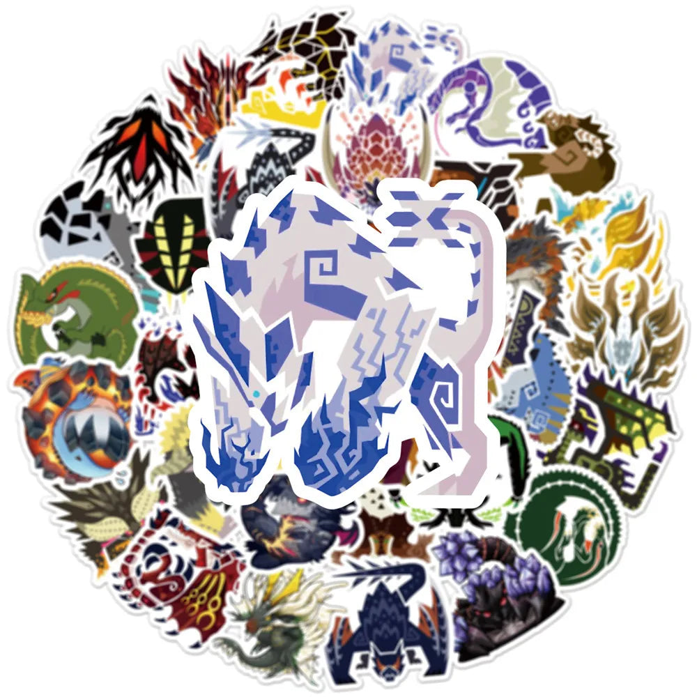 Monster Hunter Stickers: 10/30/50/100pcs - Bike, Window, Wall, Cup, Trolley