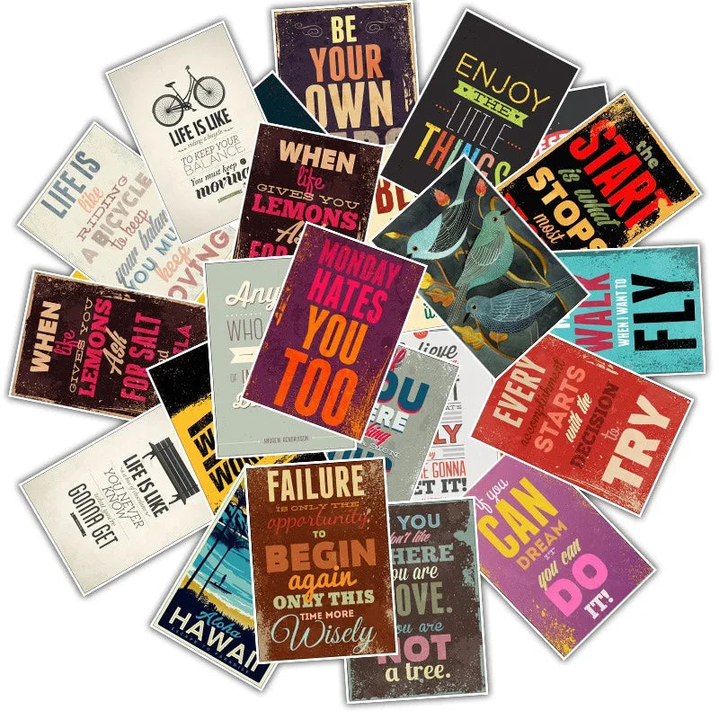 Inspirational Motto Graffiti Stickers Wholesale - 10/30/50PCS for Scrapbook, Luggage, Phone, Skateboard
