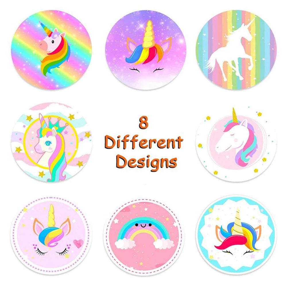 100-500PCS Cute Unicorn Reward Stickers Children Girl Gift Scrapbook Decoration Label 1Inch Handmade DIY Cartoon Toy Stickers