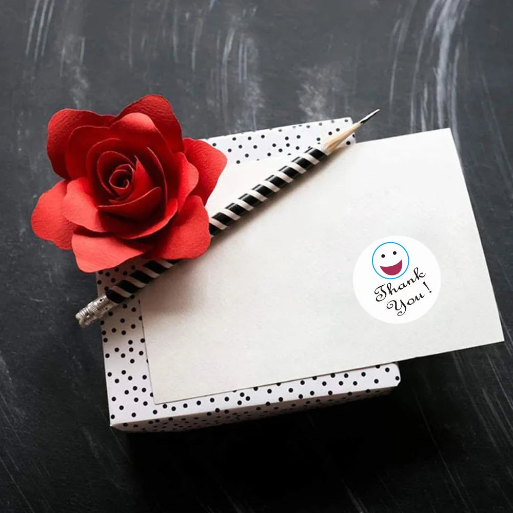 Stickers 500 Pcs/roll New Smile Smiley Face Thank You Round Sticker Label Sticker Logo Stickers Custom