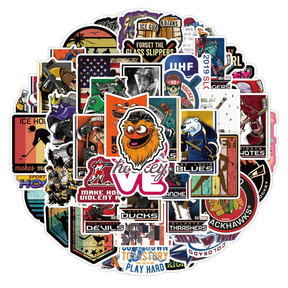Hockey Graffiti Stickers 10/30/50pcs Waterproof for Kids Laptop Luggage Phone Skateboard