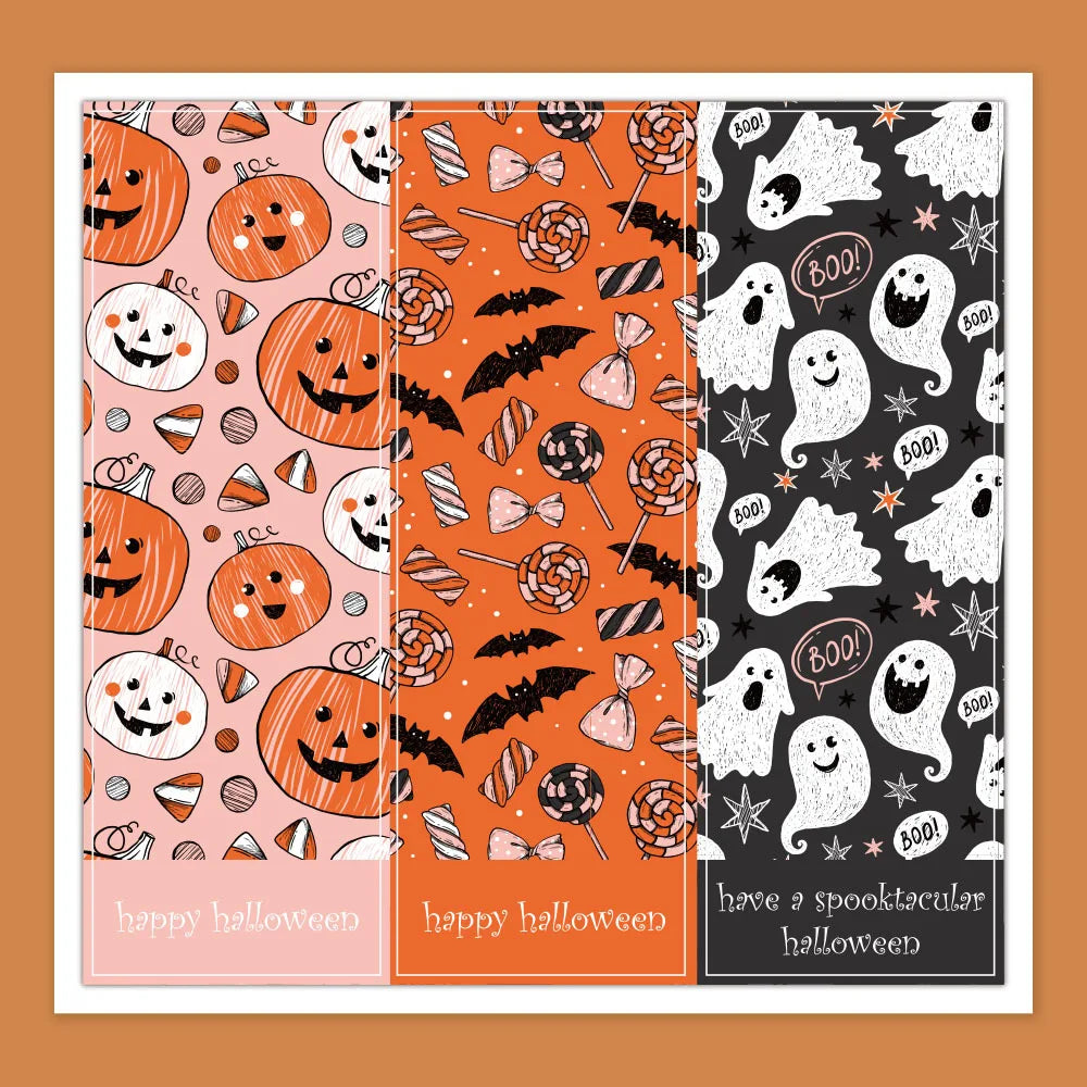 30-60pcs Halloween Stickers Party Pack Pumpkin Bat Ghost Skull Specter Spider Web Stickers for Halloween Party Decorations 3*9cm