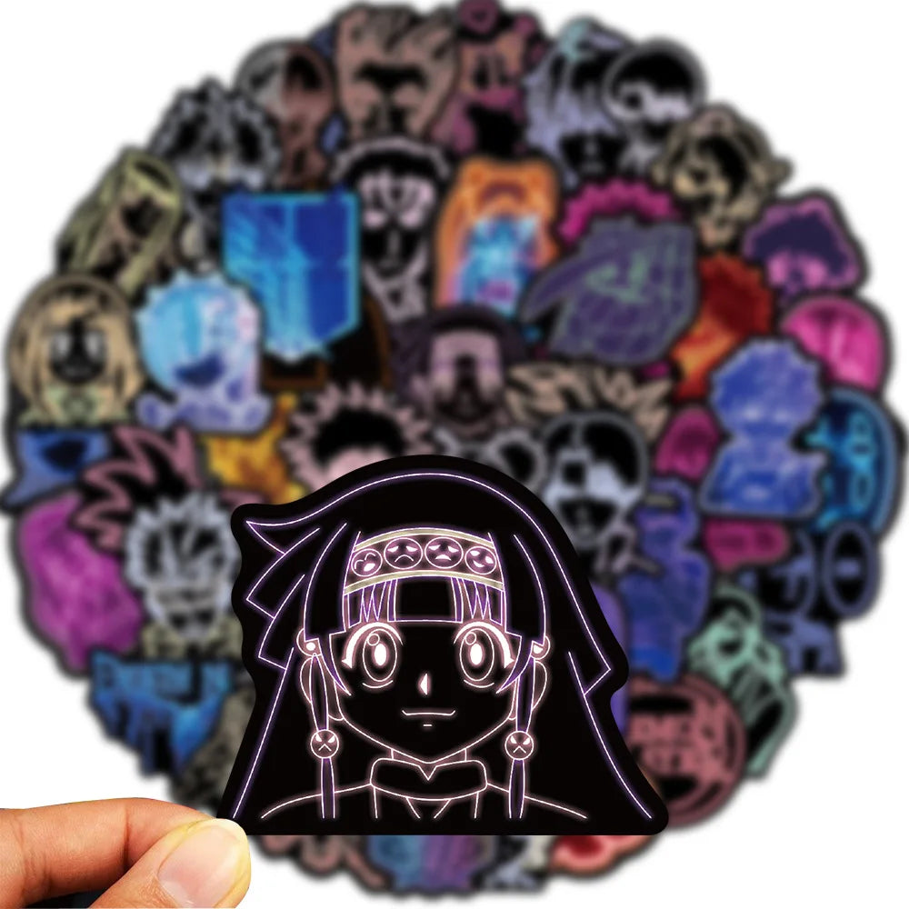 10/30/50PCS Neon Light Anime Stickers Mix Jujutsu Kaisen Hunter×Hunter Stickers DIY Car Phone Laptop Bike Toy Sticker for Kids