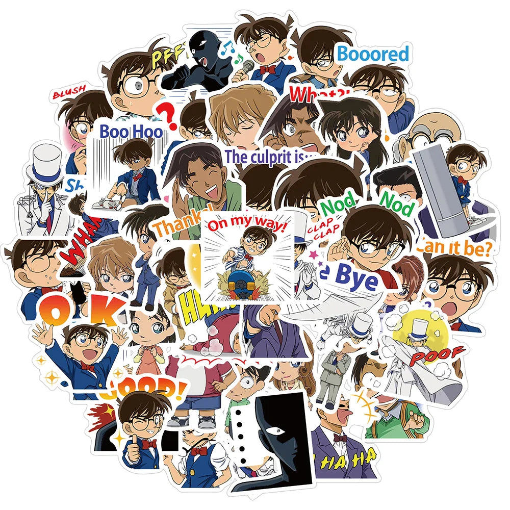 Detective Conan Anime Stickers Waterproof Laptop Skateboard Luggage Phone Toy 10/30/50pcs