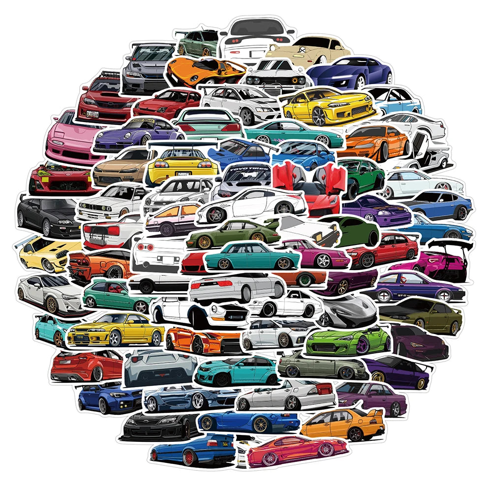 10/50/100PCS Retrofit Racing JDM Stickers Car Motorcycle Laptop Guitar Waterproof Graffiti Cool Sticker Decal Kid Classic Toys