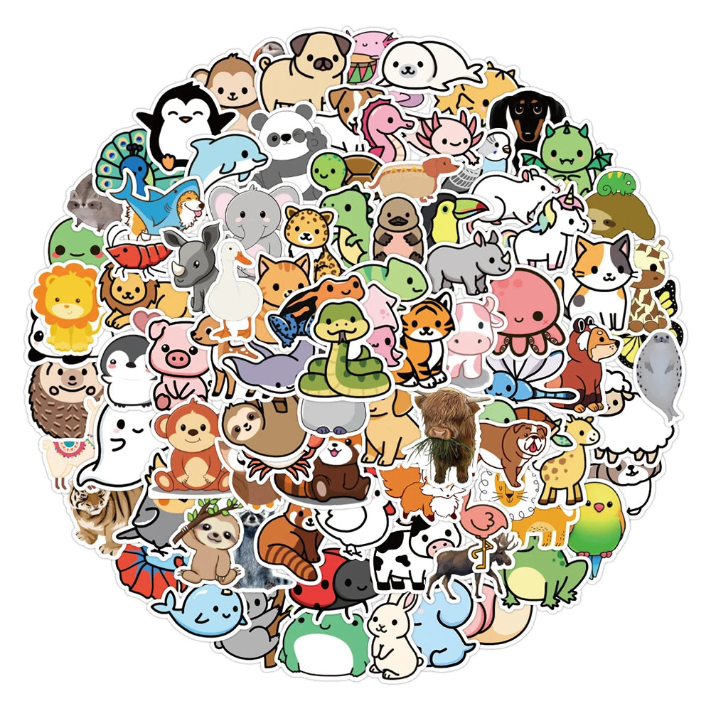 Cute Anime Animal Stickers Pack for Car, Luggage, Phone, Laptop, Guitar, Kid Toys